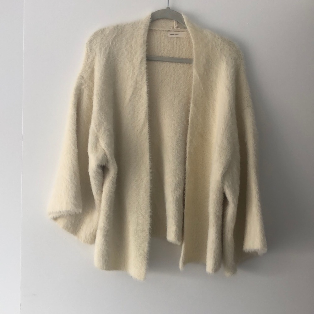 White furry open sweater - Anthropologie